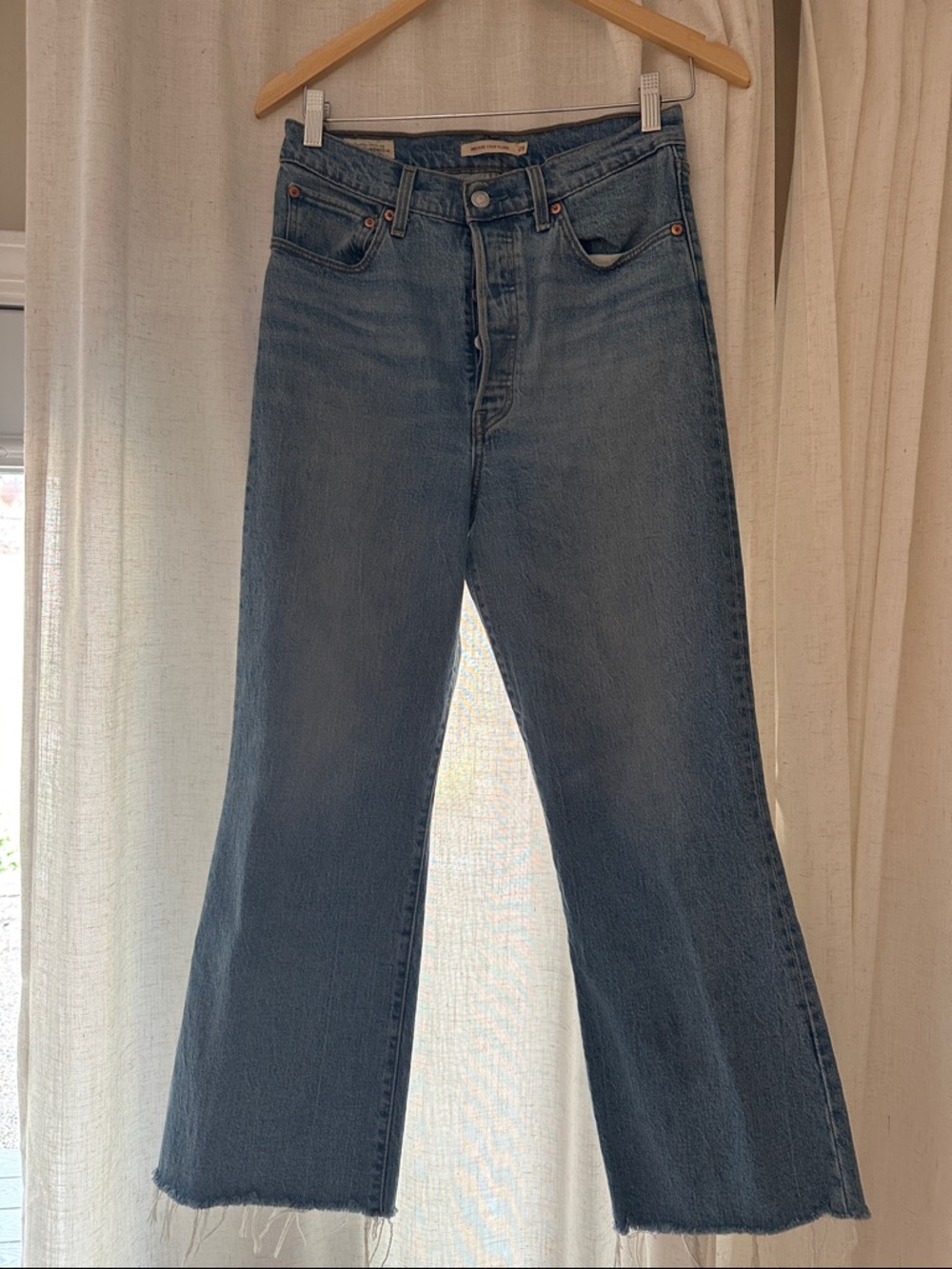 Levi's Indigo High-Rise Wide Crop Jeans